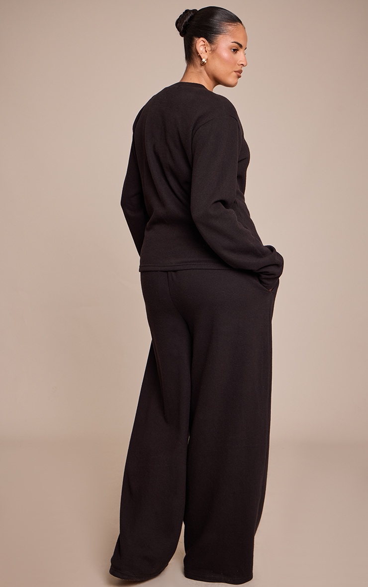 Plus Black Soft Touch Wide Leg Sweatpants image 3