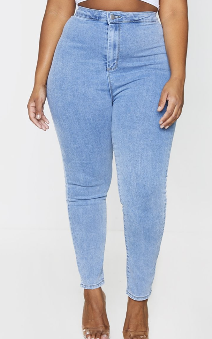 PRETTYLITTLETHING Plus Vintage Wash Disco Skinny Jeans image 2