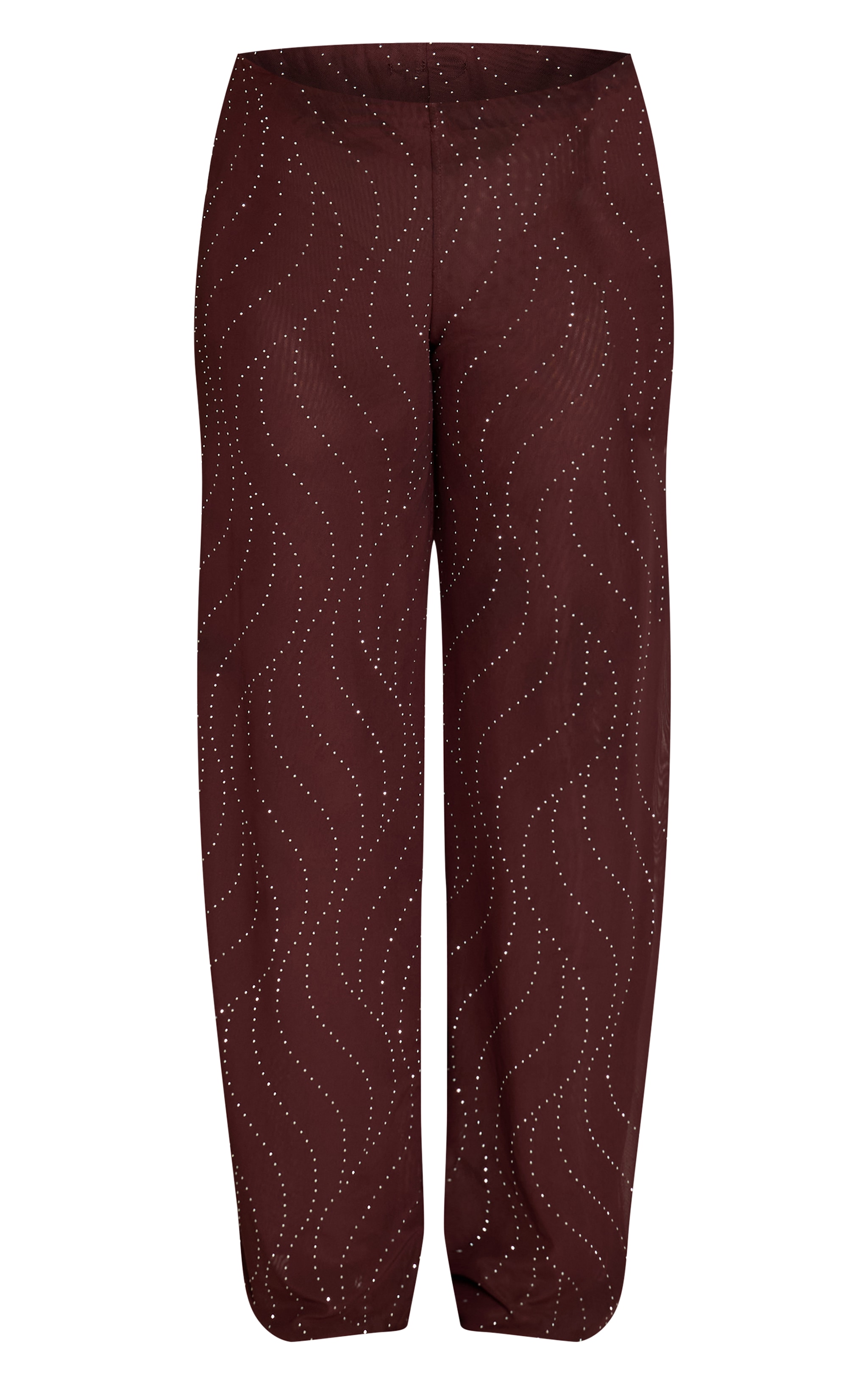 Pantalon large en mesh marron foncé à paillettes image 5