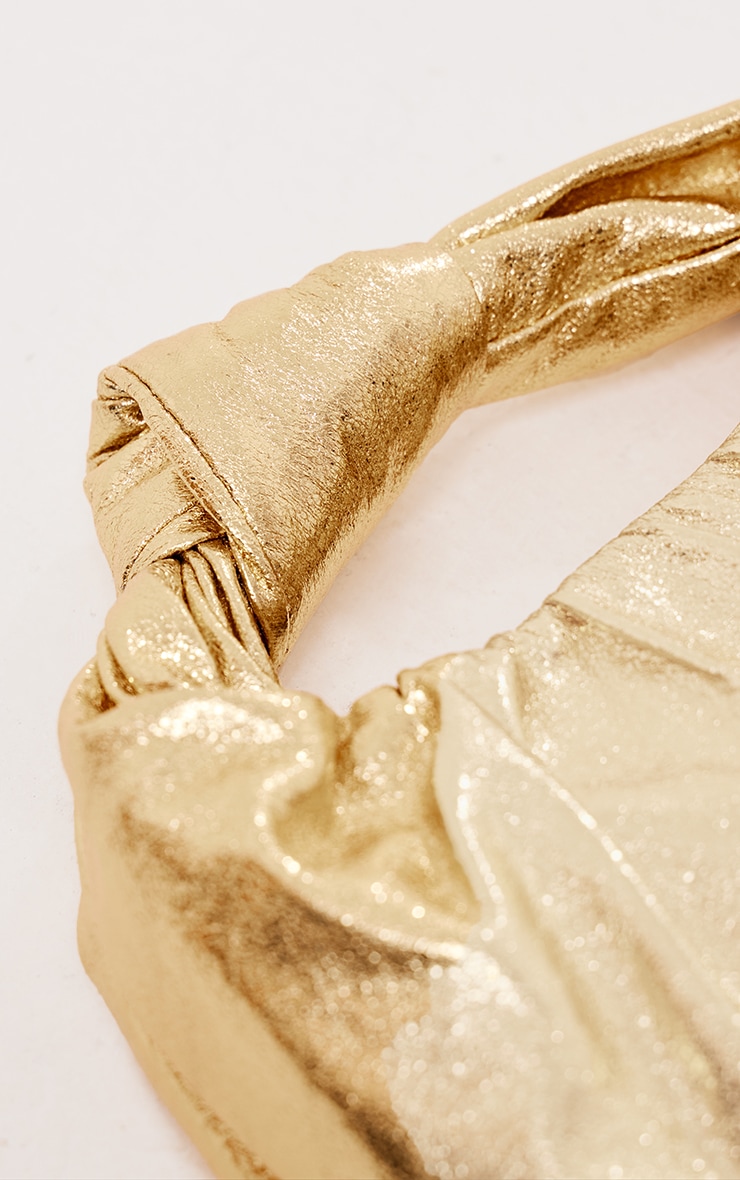  Gold Crinkle Knot Handle Hand Bag image 4