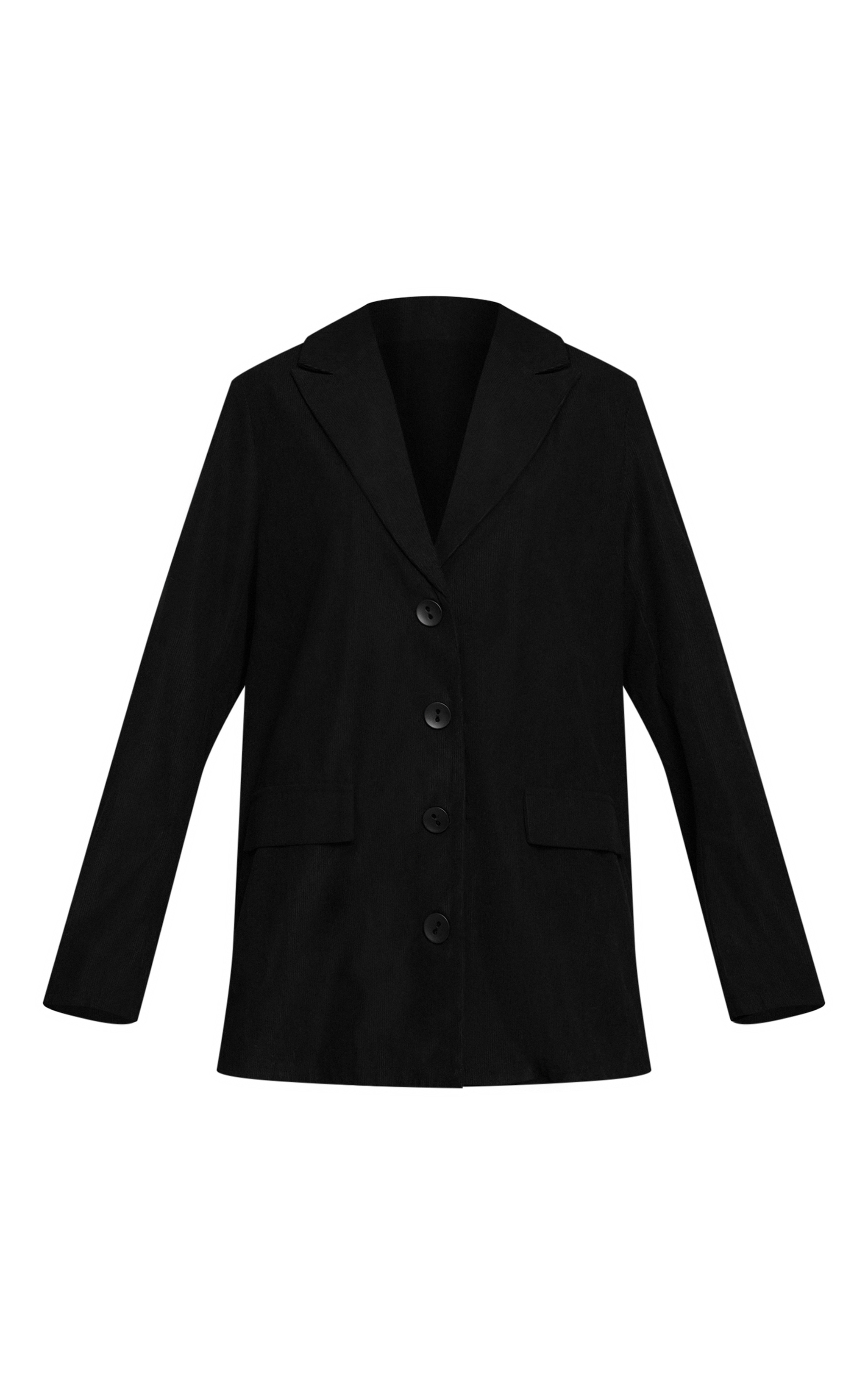 Black Woven Button Down Long Sleeve Blazer Dress image 5