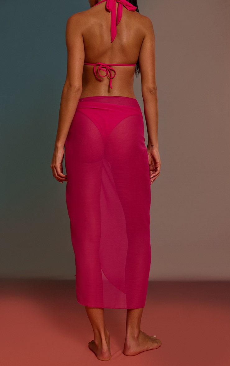 Magenta Chiffon Sheer Tie Sarong image 3