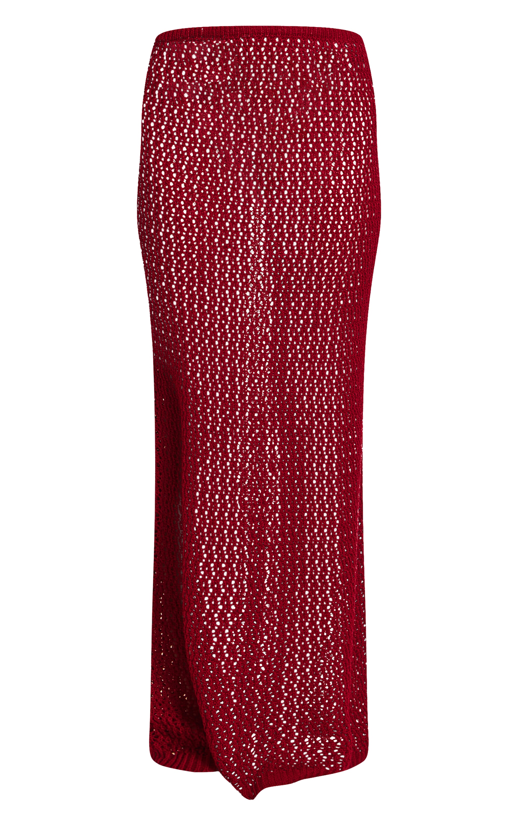 Burgundy Crochet Maxi Beach Skirt image 5