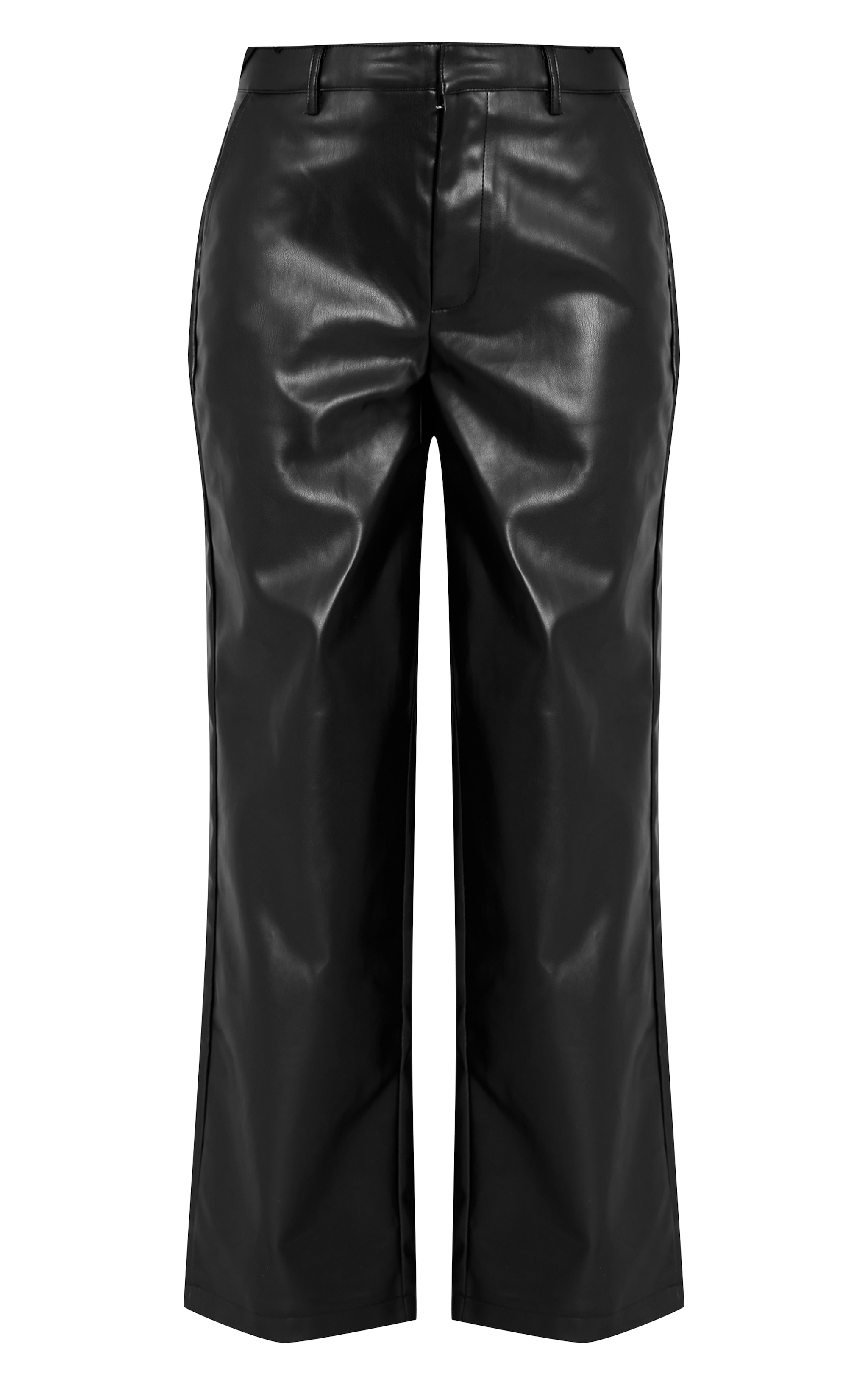 Black Straight Leg Faux Leather Pants image 5