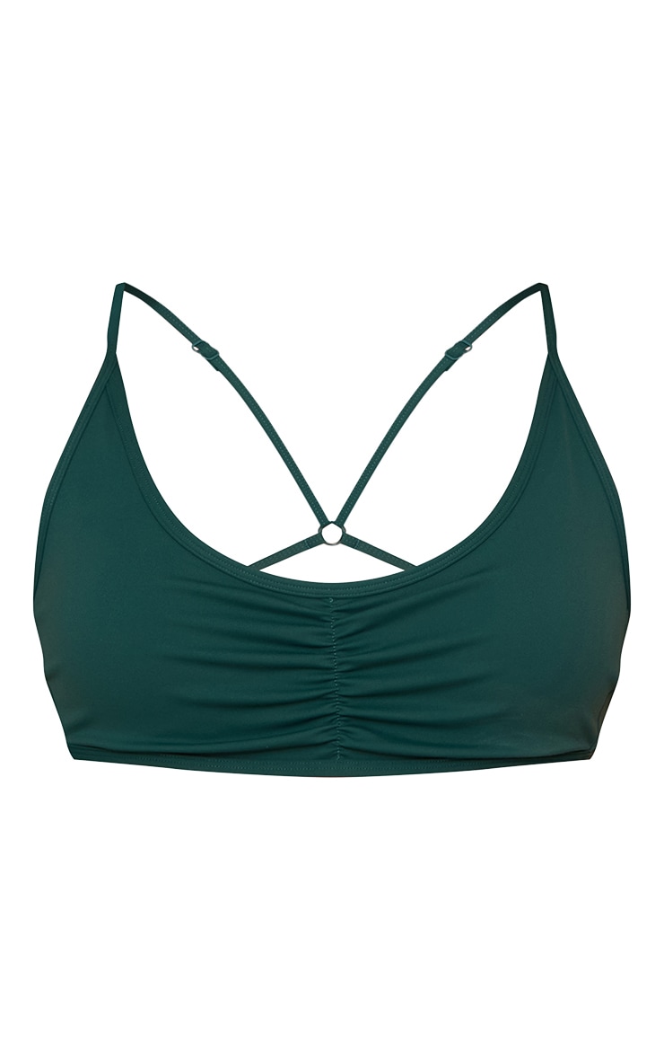 Pine Green Sculpt Ruched Front Strappy Sports Bra image 5