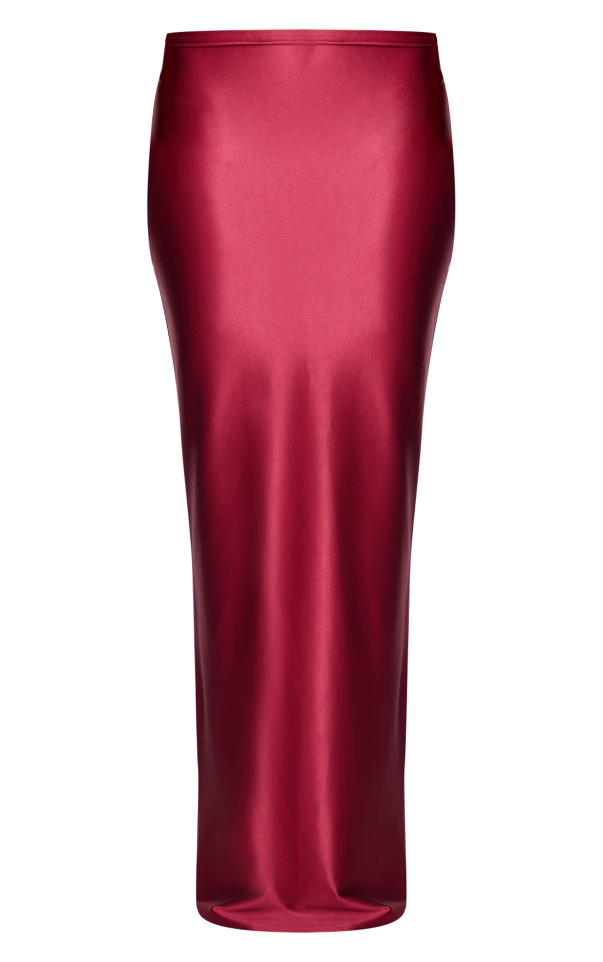 Burgundy Stretch Satin Split Side Maxi Skirt image 5