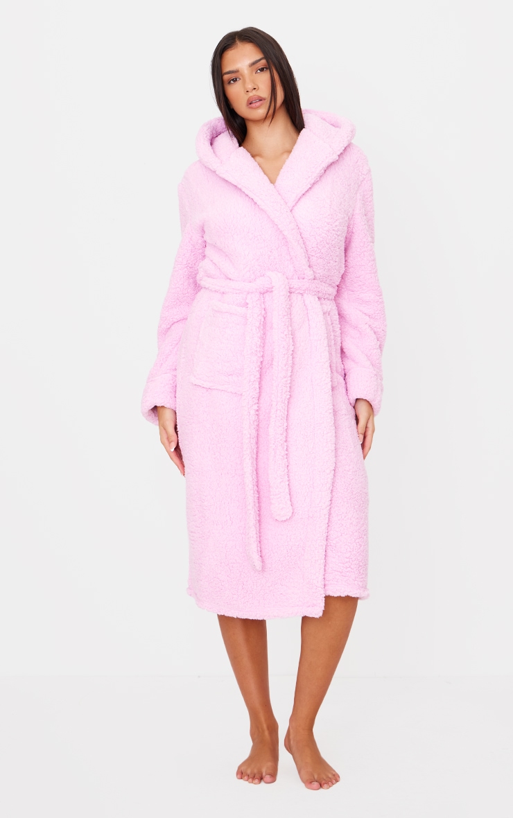 Pink Fleece Dressing Gown Lingerie Nightwear PrettyLittleThing IRE