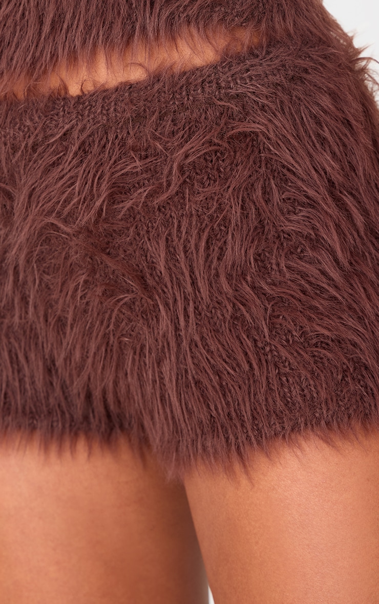 Chocolate Fluffy Knit Hot Pants image 5