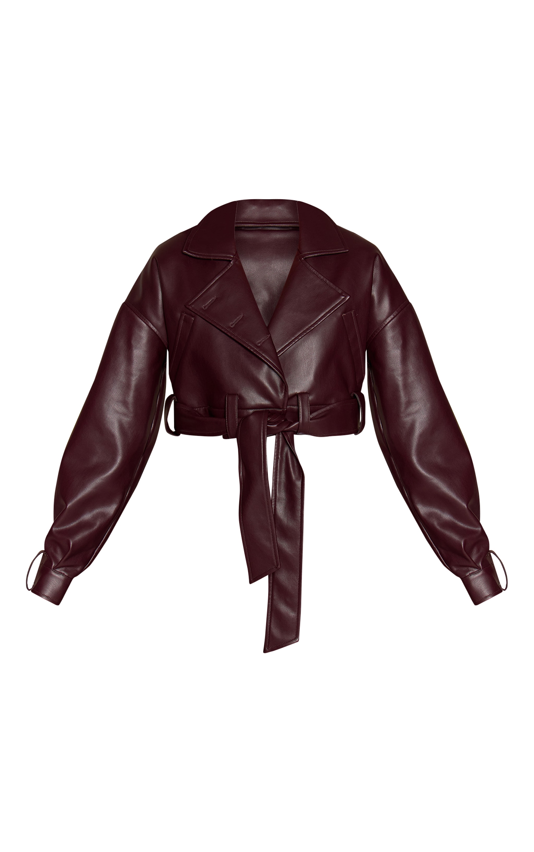 Veste de motard courte en PU chocolat prune image 5