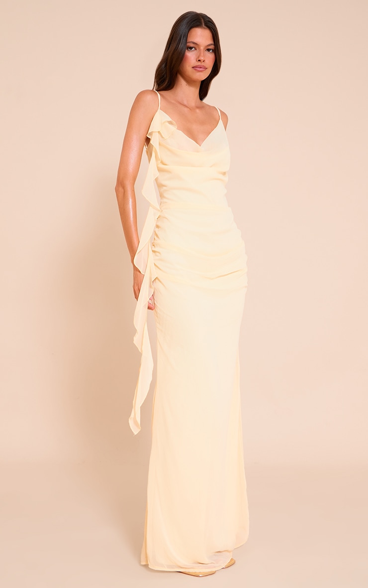 Lemon Chiffon Strappy Frill Detail Maxi Dress image 3