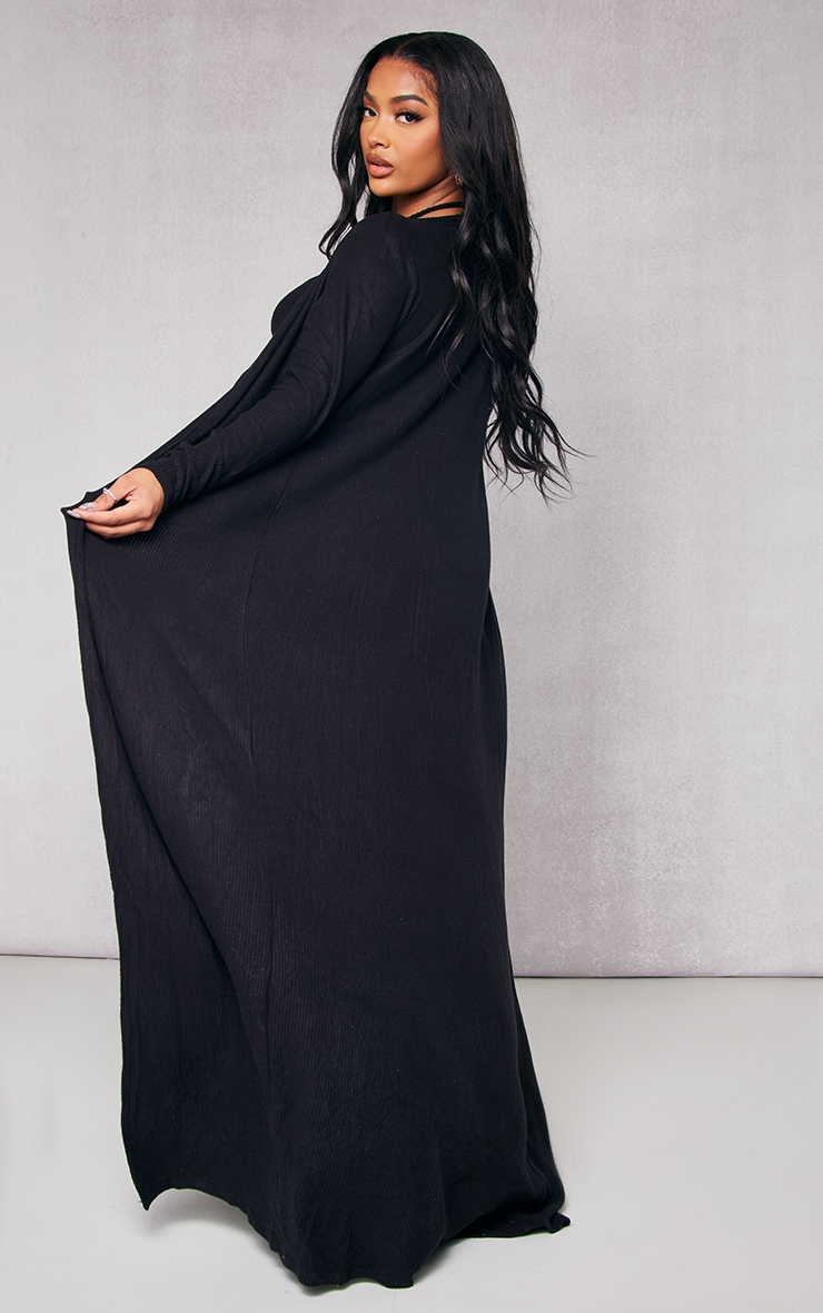  Shape Black Brushed Rib Longline Cardigan image 2