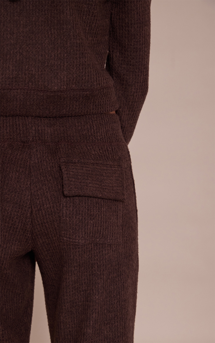 Chocolate Brushed Waffle Rib Skinny Flare Pant image 4
