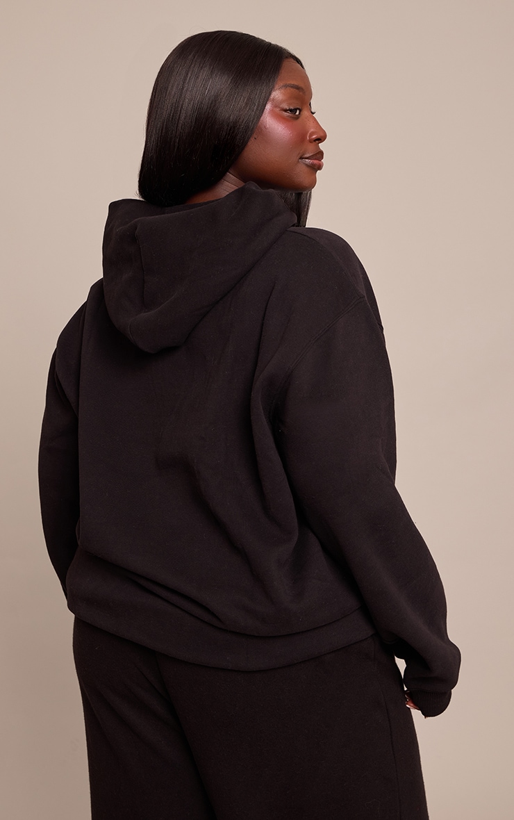Plus Black Cotton Fleece Pullover Hoodie image 2