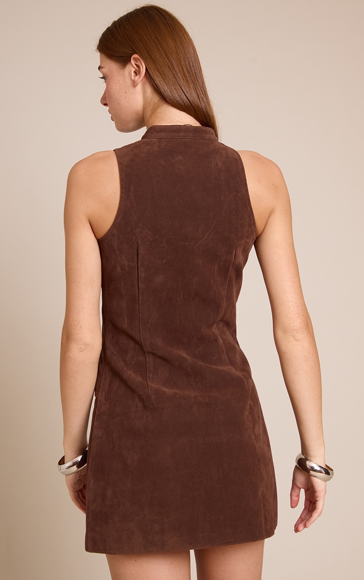 Mini robe en suédine chocolat à zip image 2
