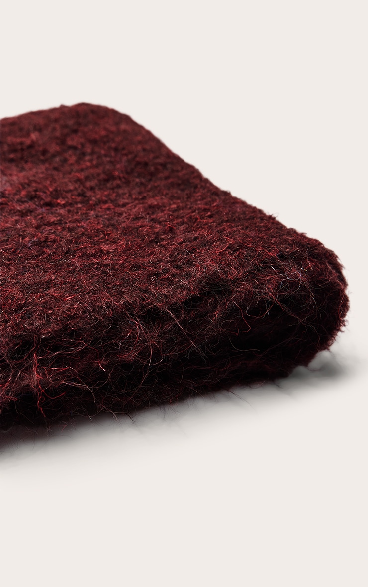 Burgundy Two Tone Bobble Knit Scarf image 3