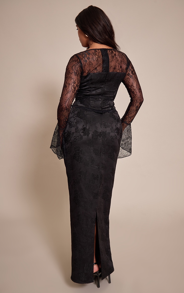 Shape Black Satin Maxi Skirt image 3