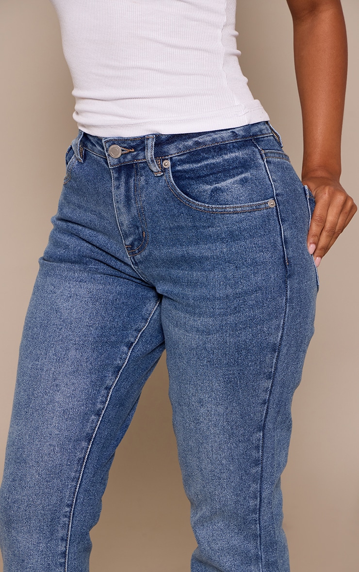 Dark Blue Vintage Low Rise Stretch Flared Jeans image 4
