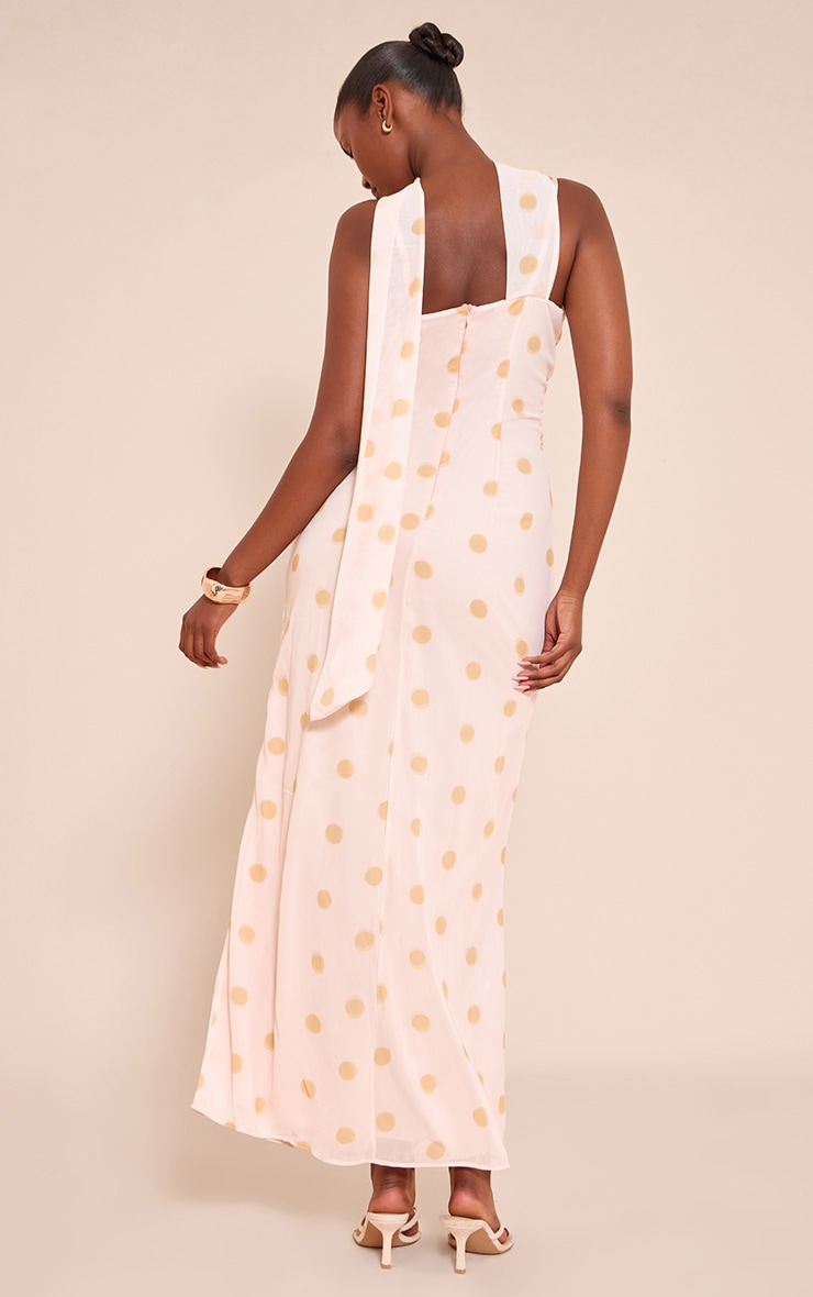 Lemon Polka Dot Chiffon Frill Details Strappy Dress