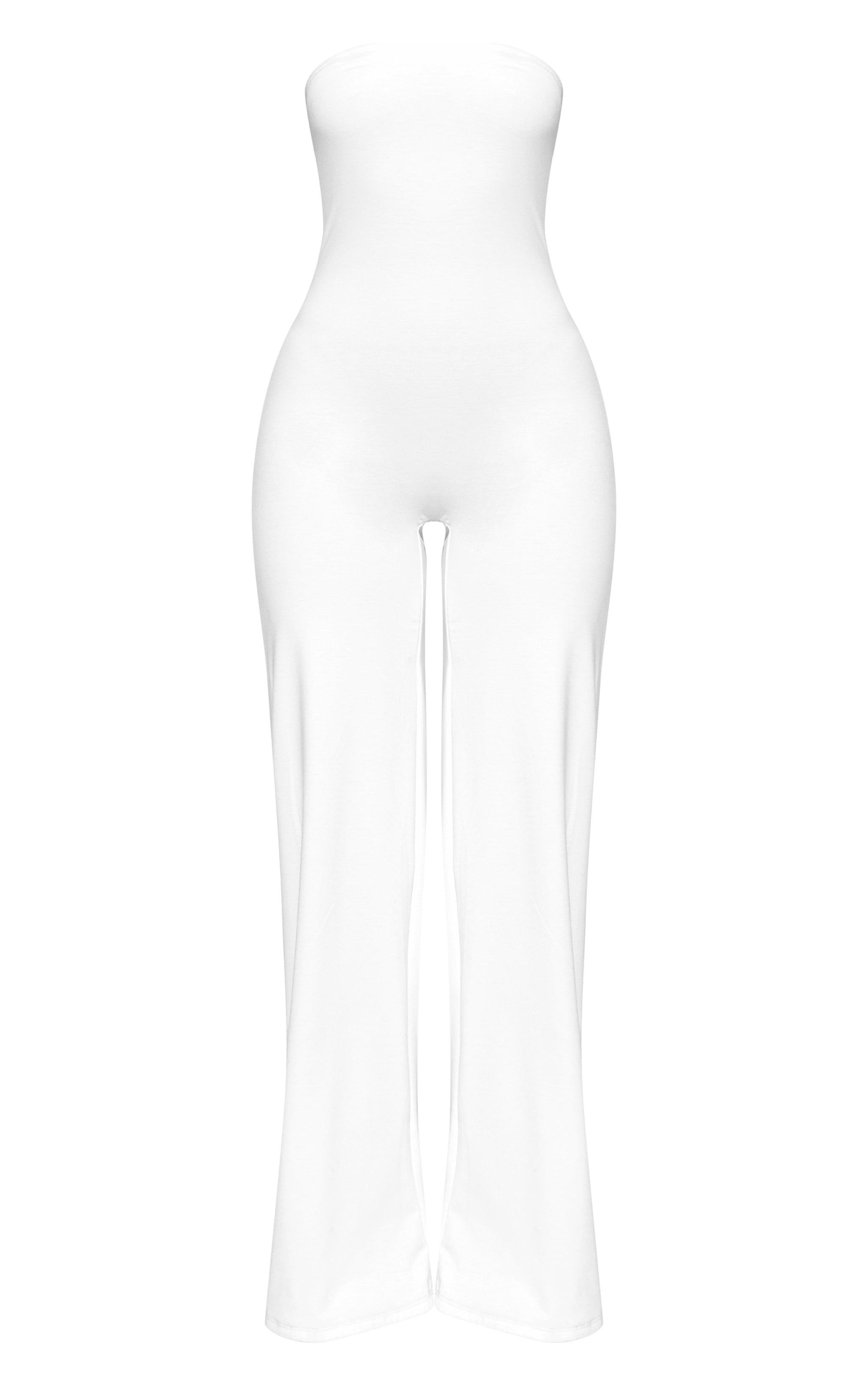Cream Double Layer Contour Jersey Bandeau Wide Leg Jumpsuit image 5