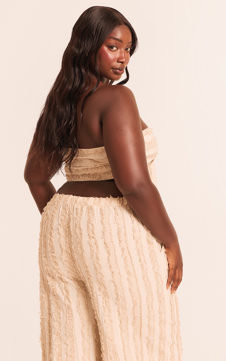 Plus Stone Frayed Linen Look Bandeau Tie Beach Top image 2