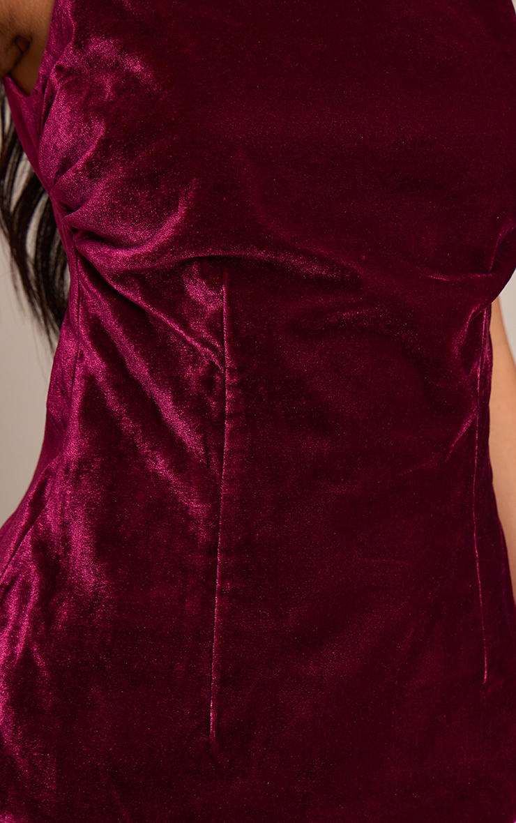 Deep Wine Velvet Boatneck Fitted Top image 4