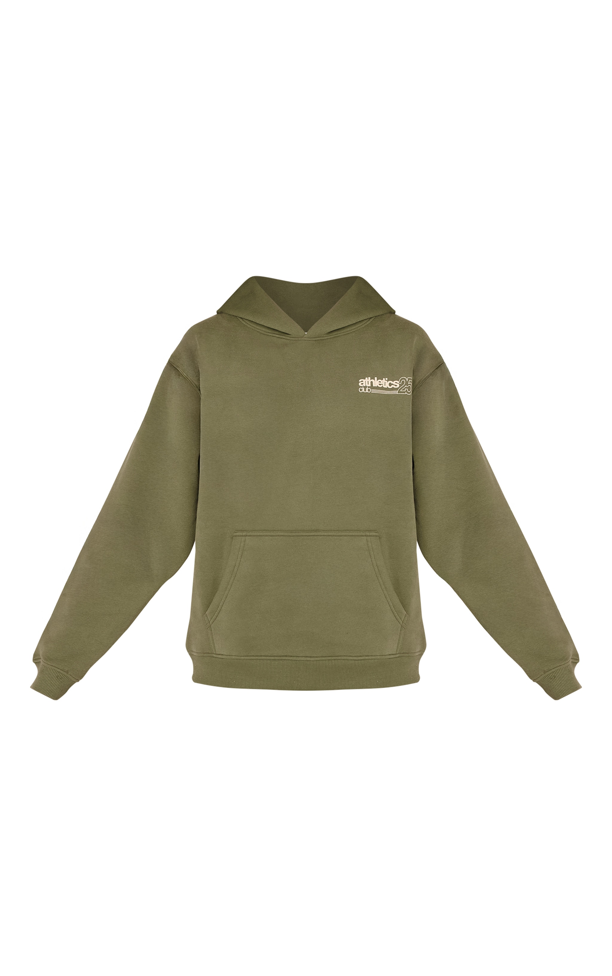 Khaki Athletics Club Cotton Fleece Oversized Pull Over Hoodie image 5