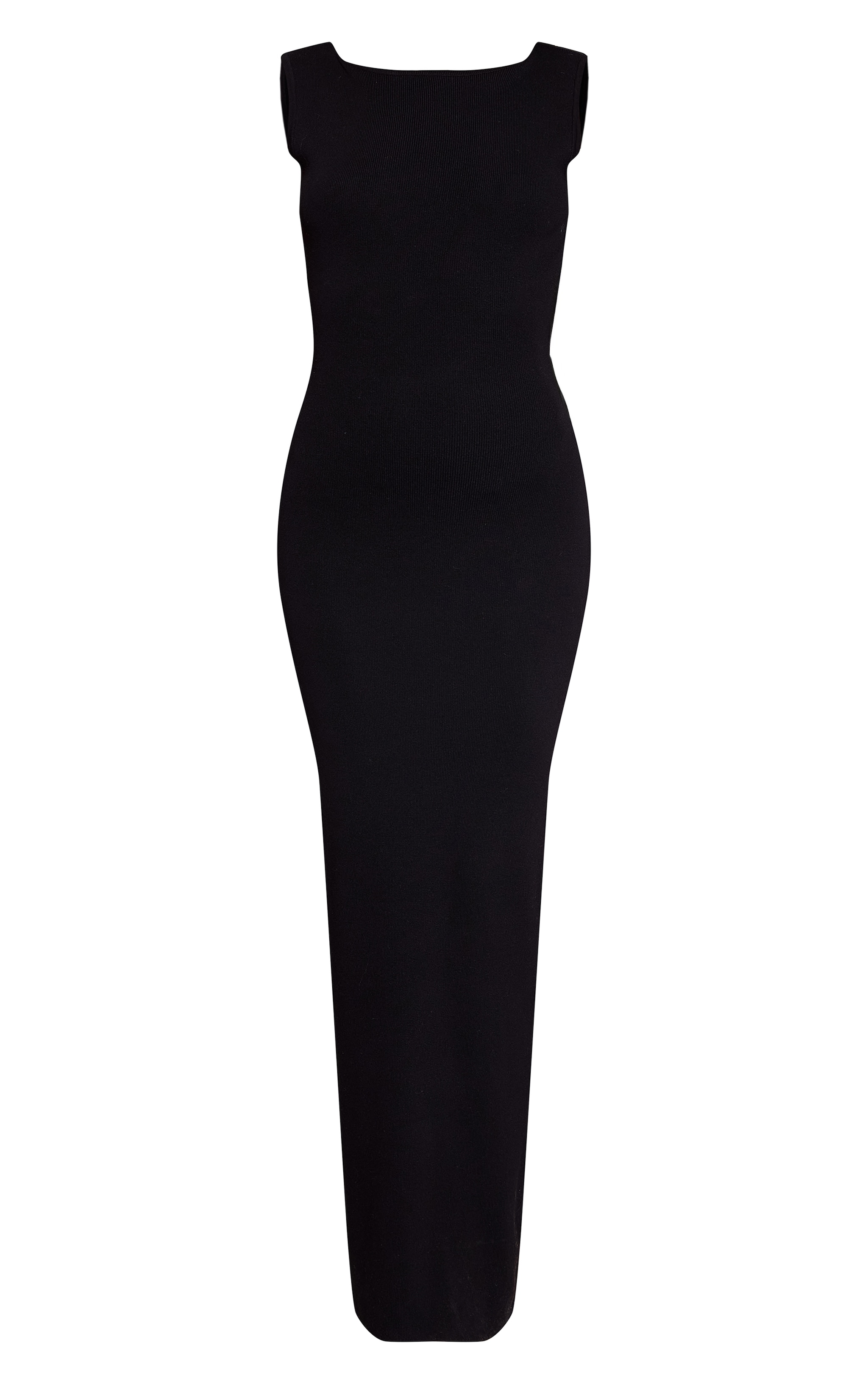 Tall Black Boatneck Sheer Knit Backless Detail Maxi Dress  image 5