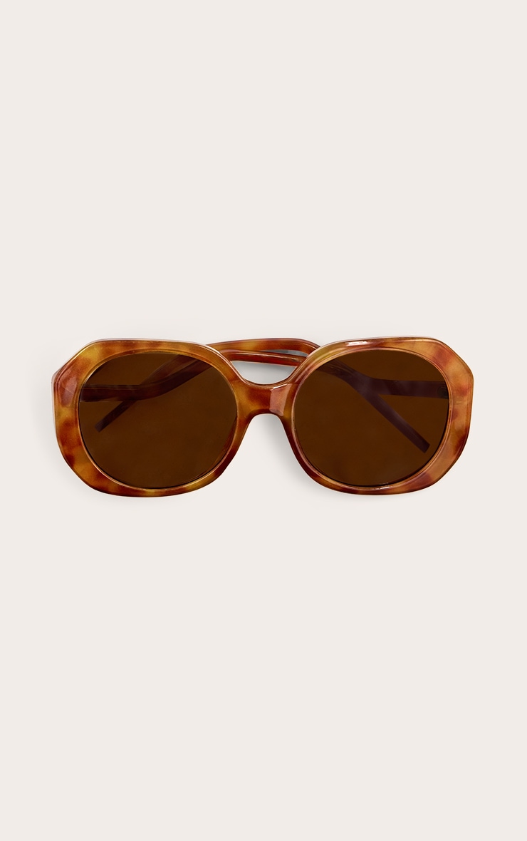 Brown Marble Effect Square Angled Frame Sunglasses image 1