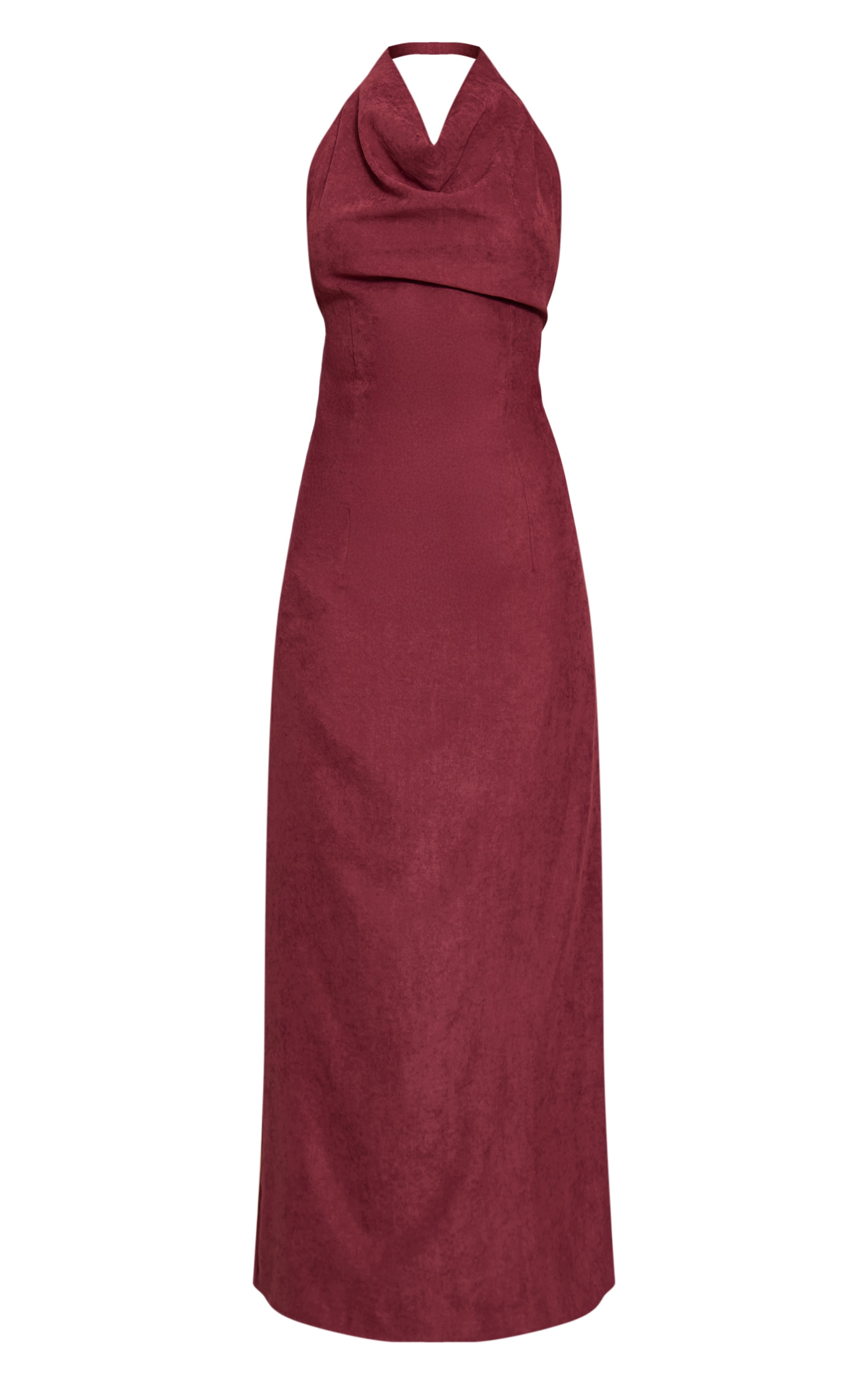 Plum Textured Cowl Neck Sleeveless Maxi Dress image 5