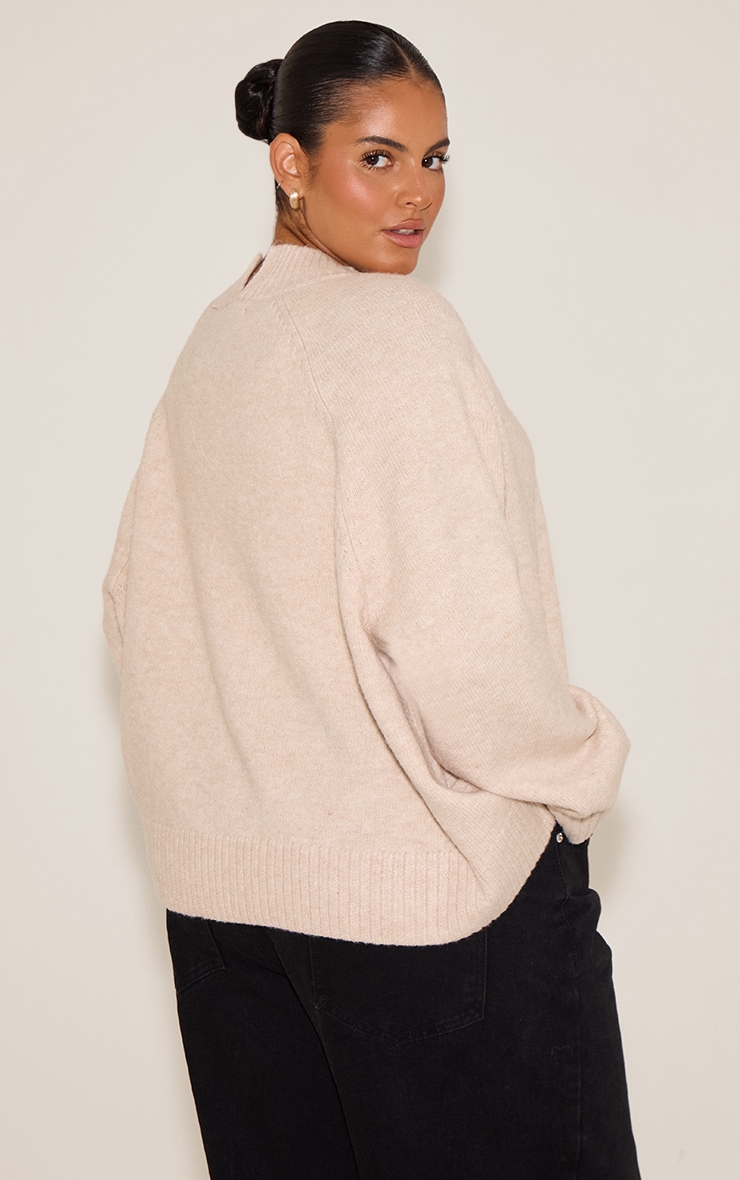  Plus Oatmeal Turtleneck Knit Jumper image 2