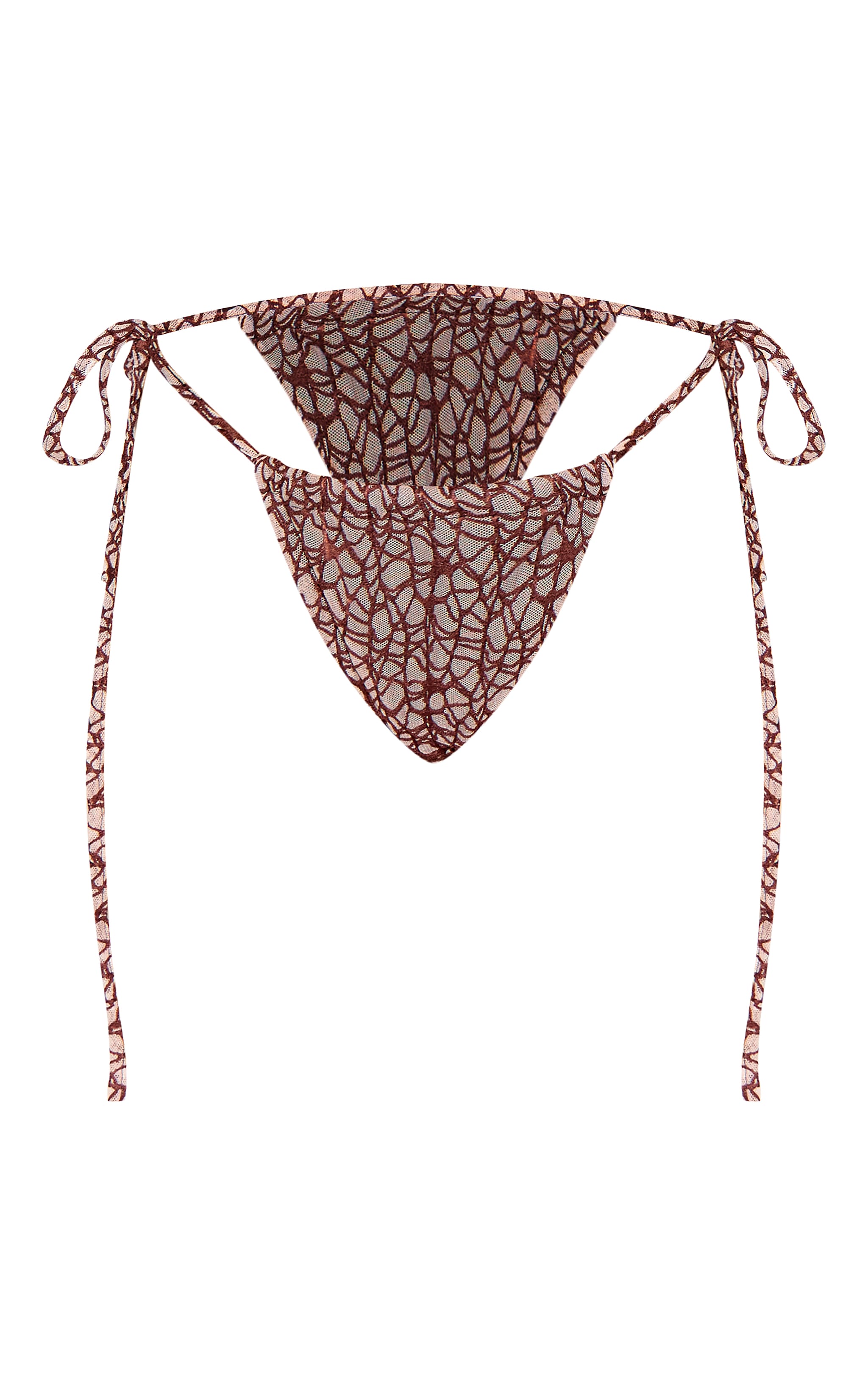 Brown Textured Detail Tie Side Bikini Bottoms image 5