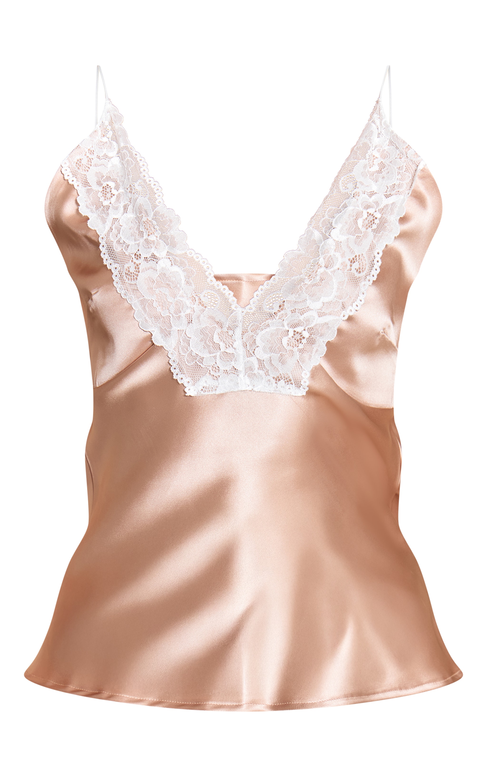 Champagne Satin Lace Detail Cami Top image 5