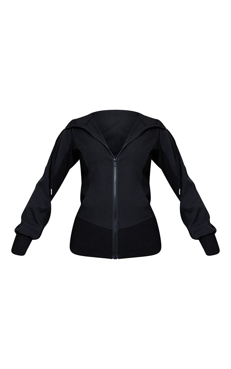 Black Premium Hooded Zip Up Sports Jacket PrettyLittleThing USA