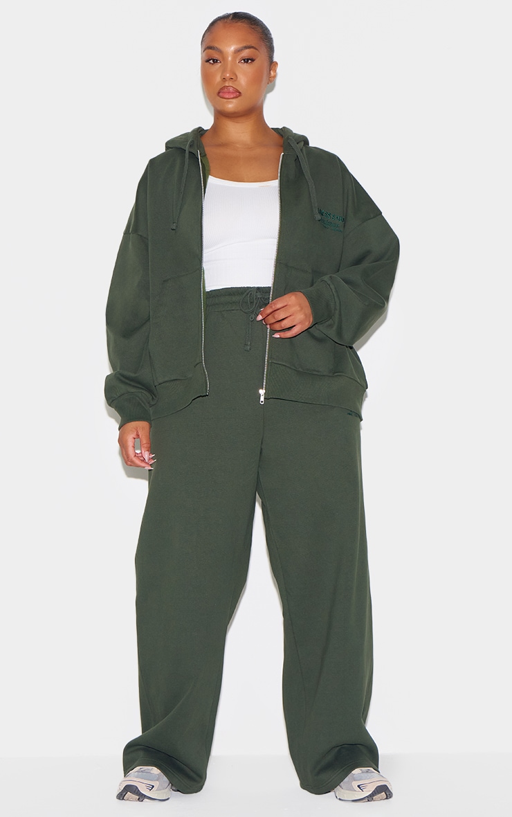 Forest Green Premium Embroidered Oversized Wide Leg Sweatpants image 6