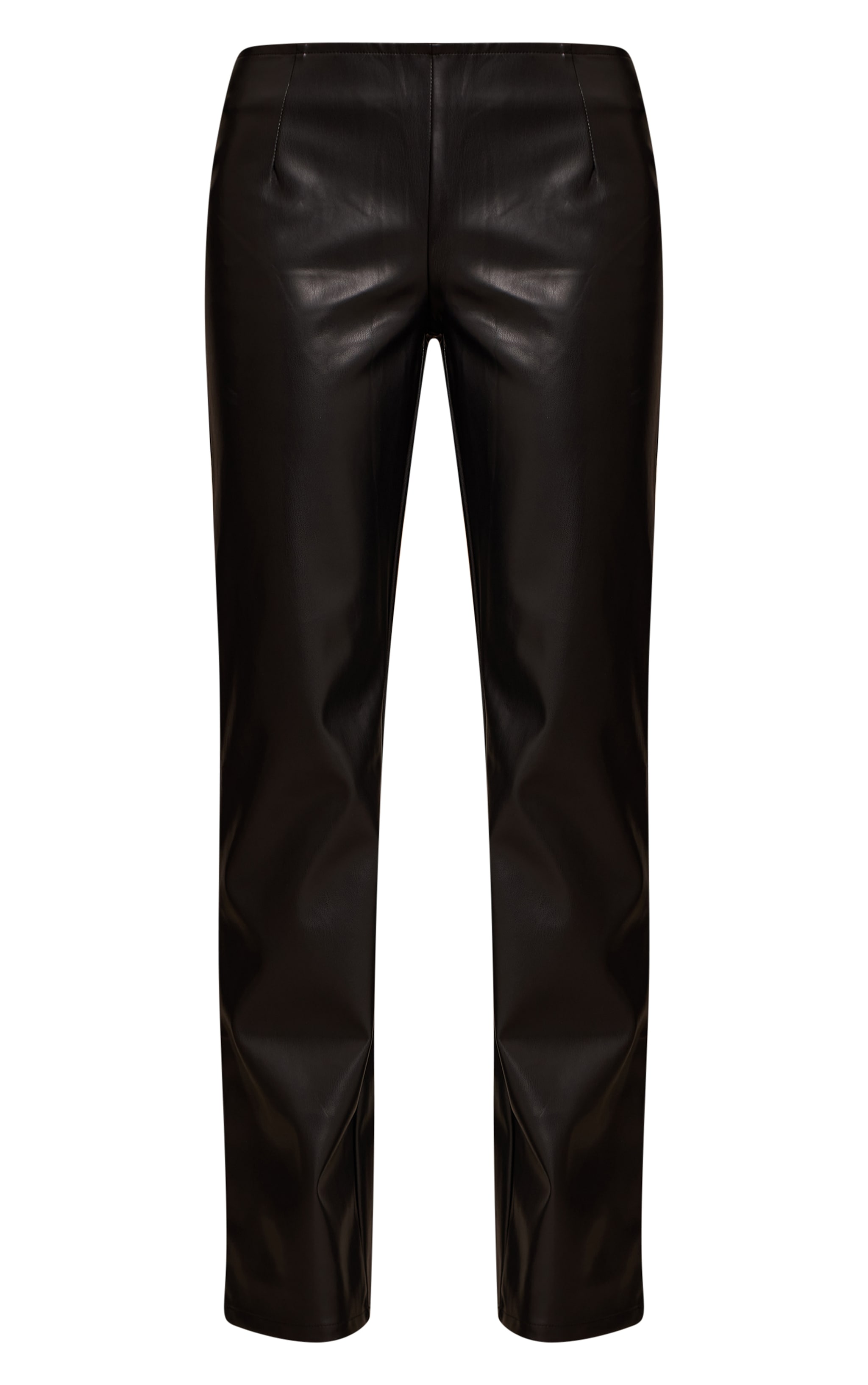 Black Faux Leather Fitted Pants image 5