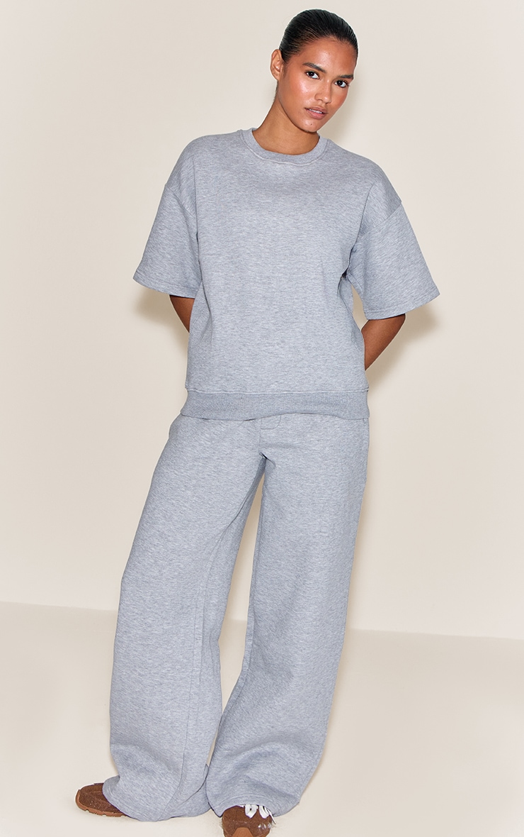 Grey Marl Oversized Drop Shoulder Sweat T-Shirt image 3