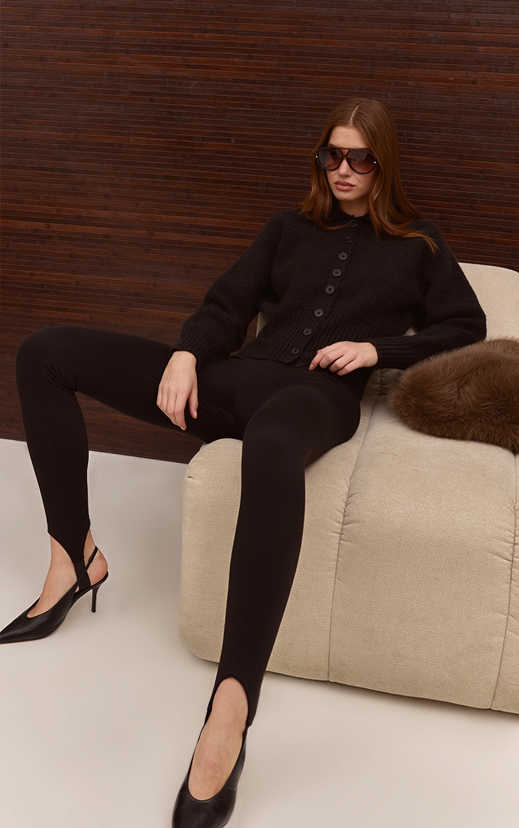 Black Soft Touch Stirrup Detail Legging image 1