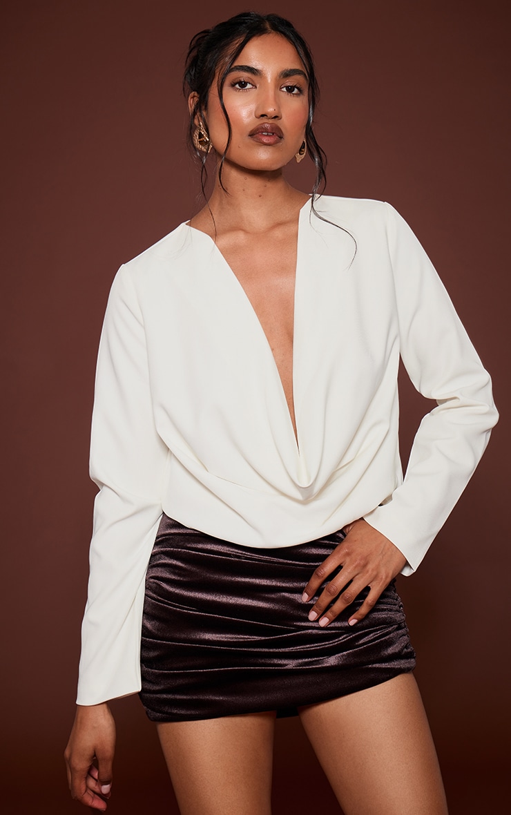 Chocolate Velvet Ruched Mini Skirt image 4