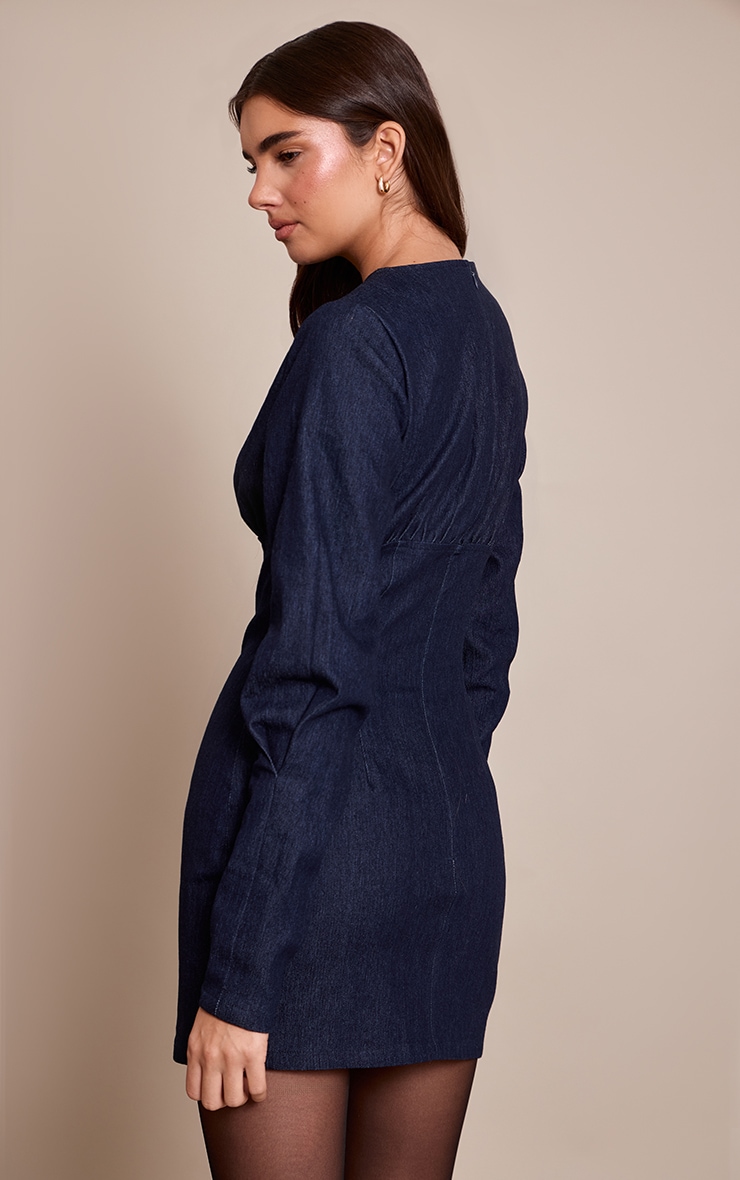 Indigo Blue Long Sleeve Bodycon Dress image 2