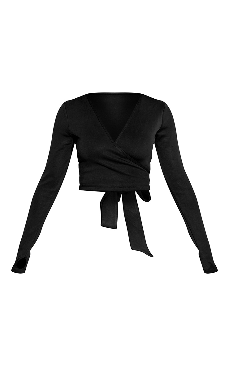 Petite Black Super Soft Wrap Top image 5
