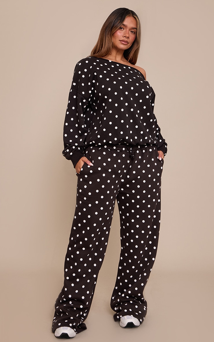 Shape Black Polka Dot Sweat Raw Edge Slouch Sweatshirt image 3