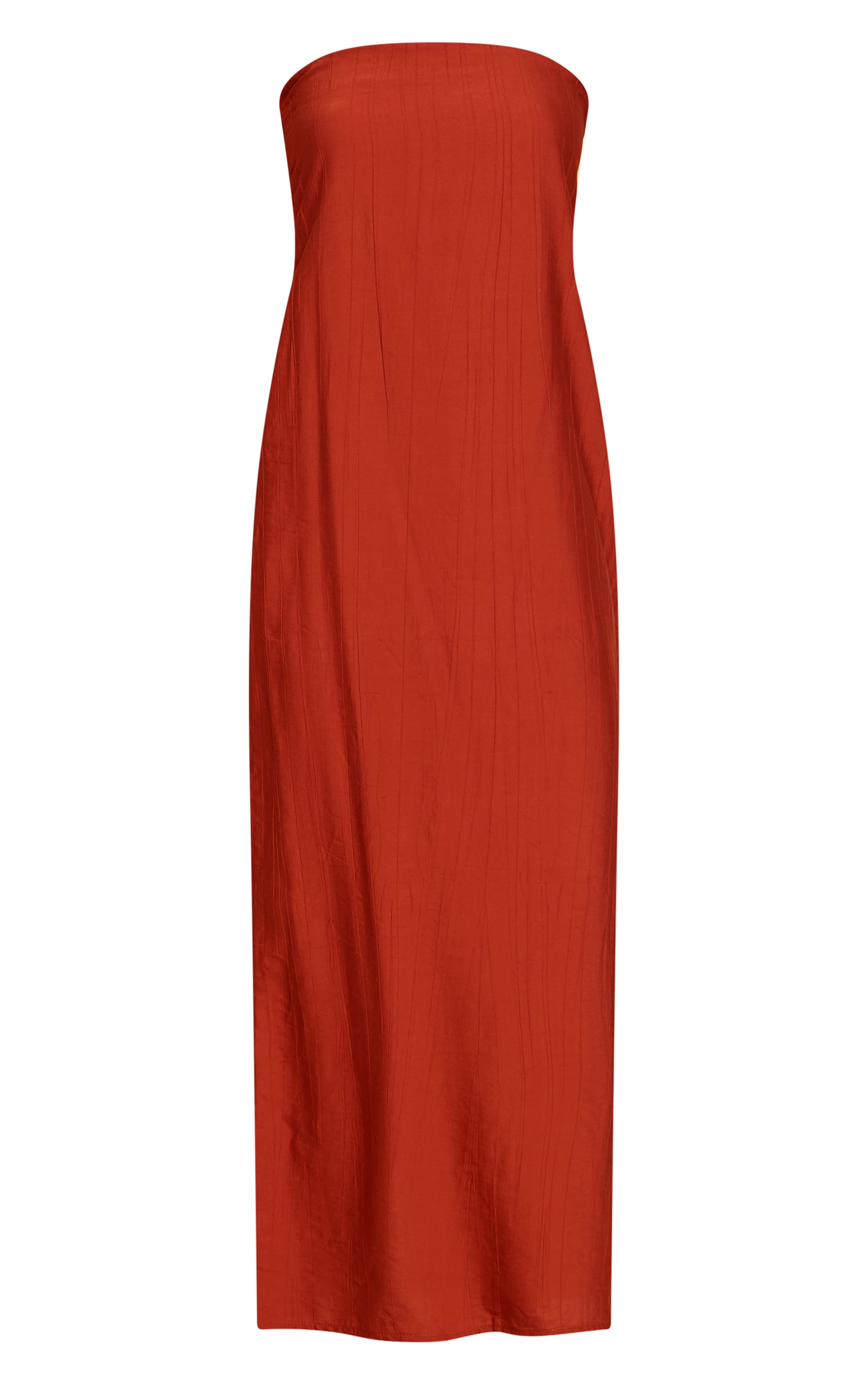 Rust Textured Column Bandeau Maxi Dress image 5