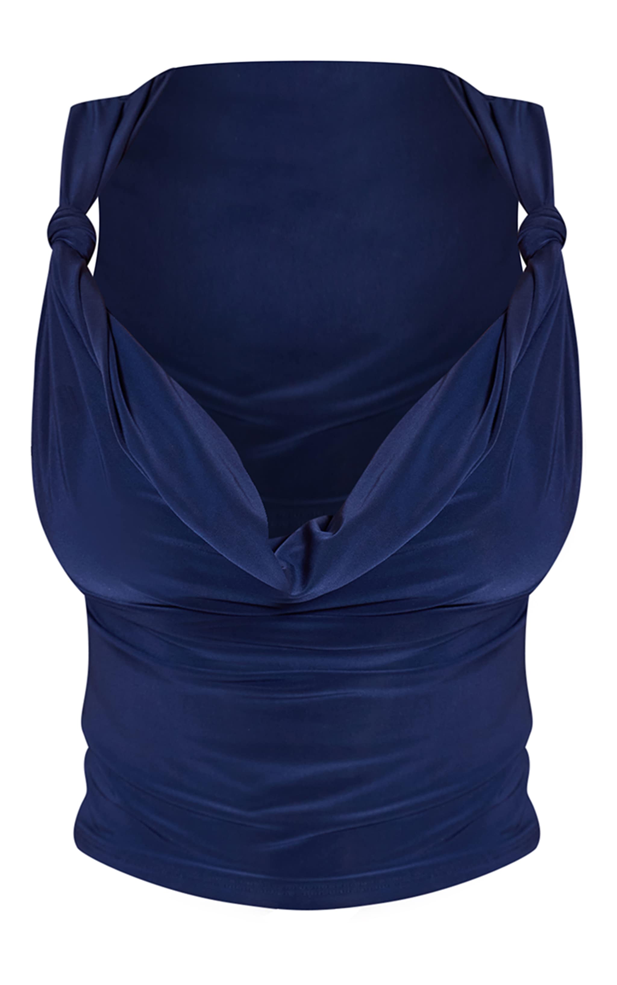 Shape Navy Slinky Knot Detail Cowl Neck Top image 5