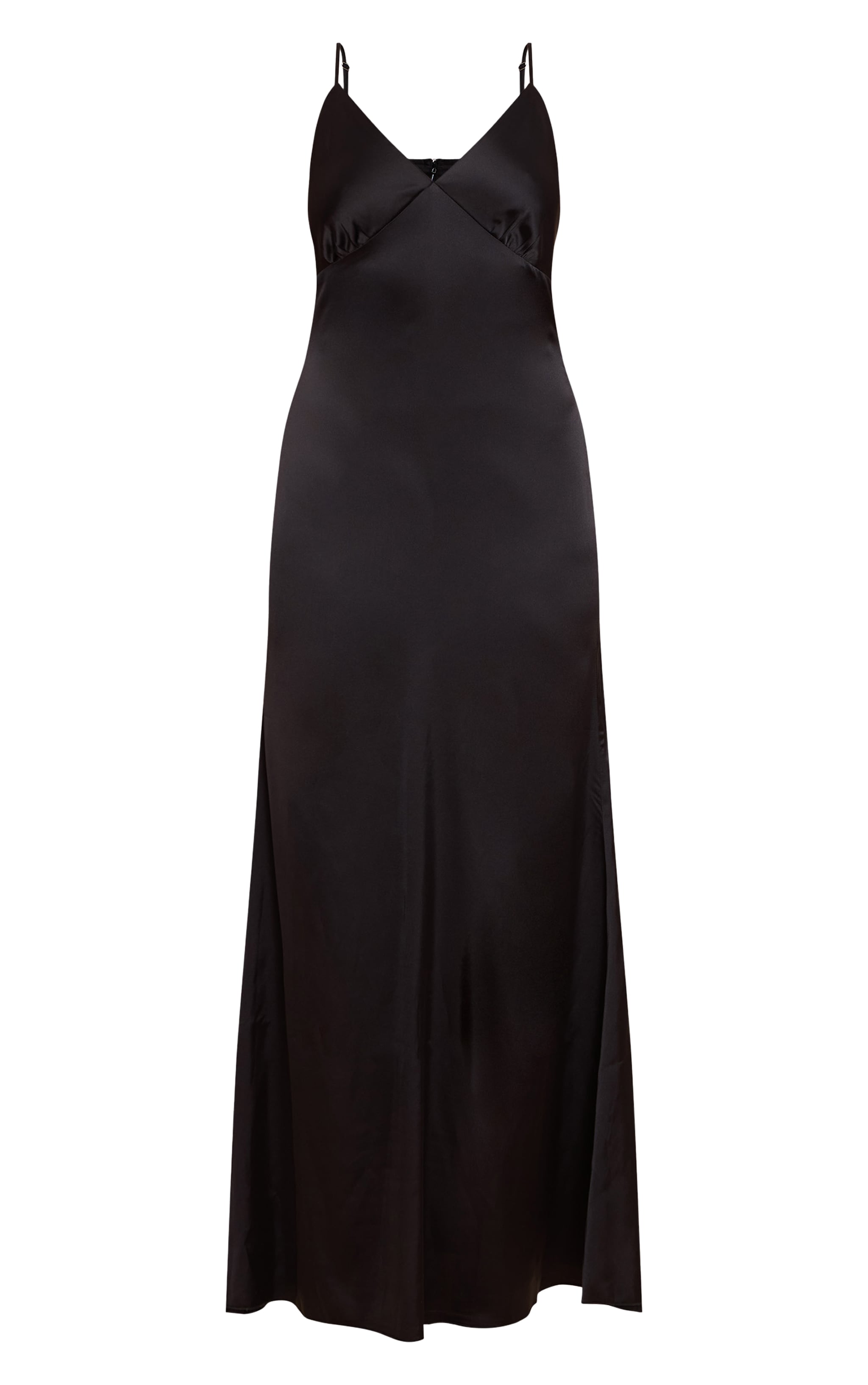 Black Satin Strappy Maxi Dress image 5