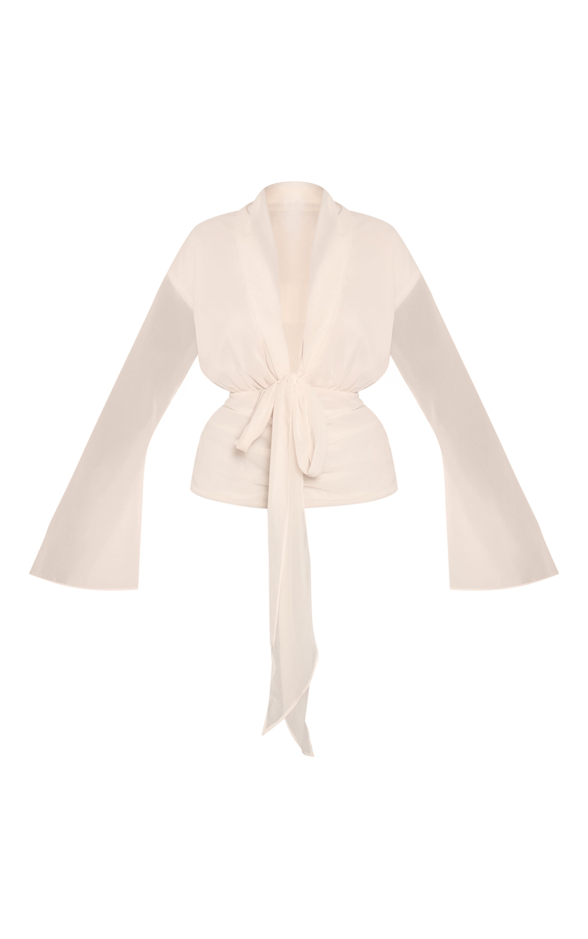 Cream Chiffon Cinched Drape Detail Blouse image 5