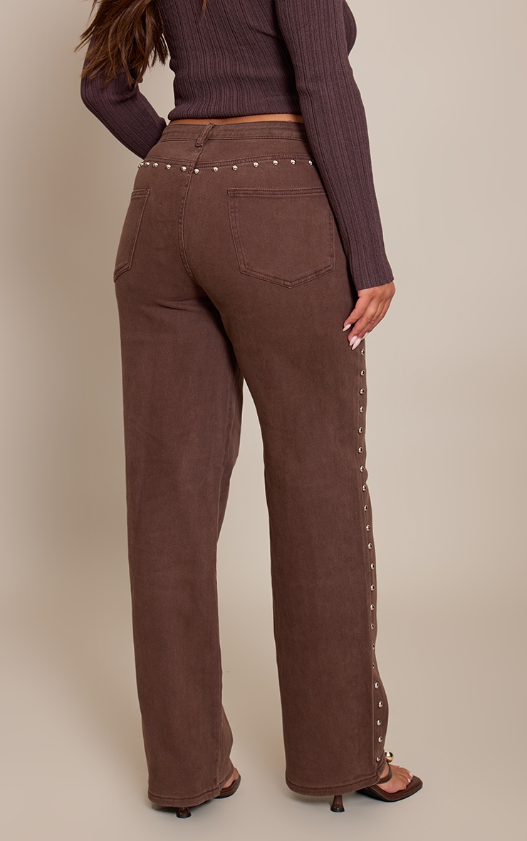 Shape chocolate Studded Wide Leg Jeans image 3