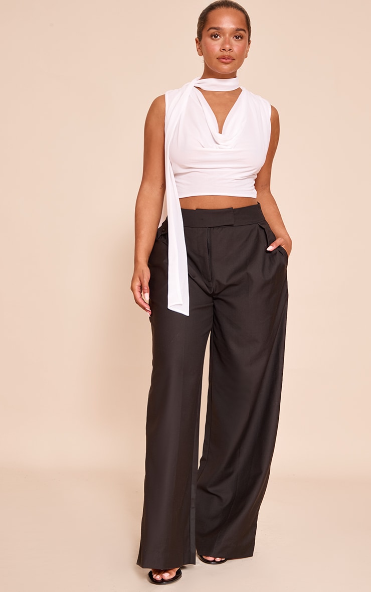 Shape White Chiffon Scarf Detail Sleeveless Top image 3