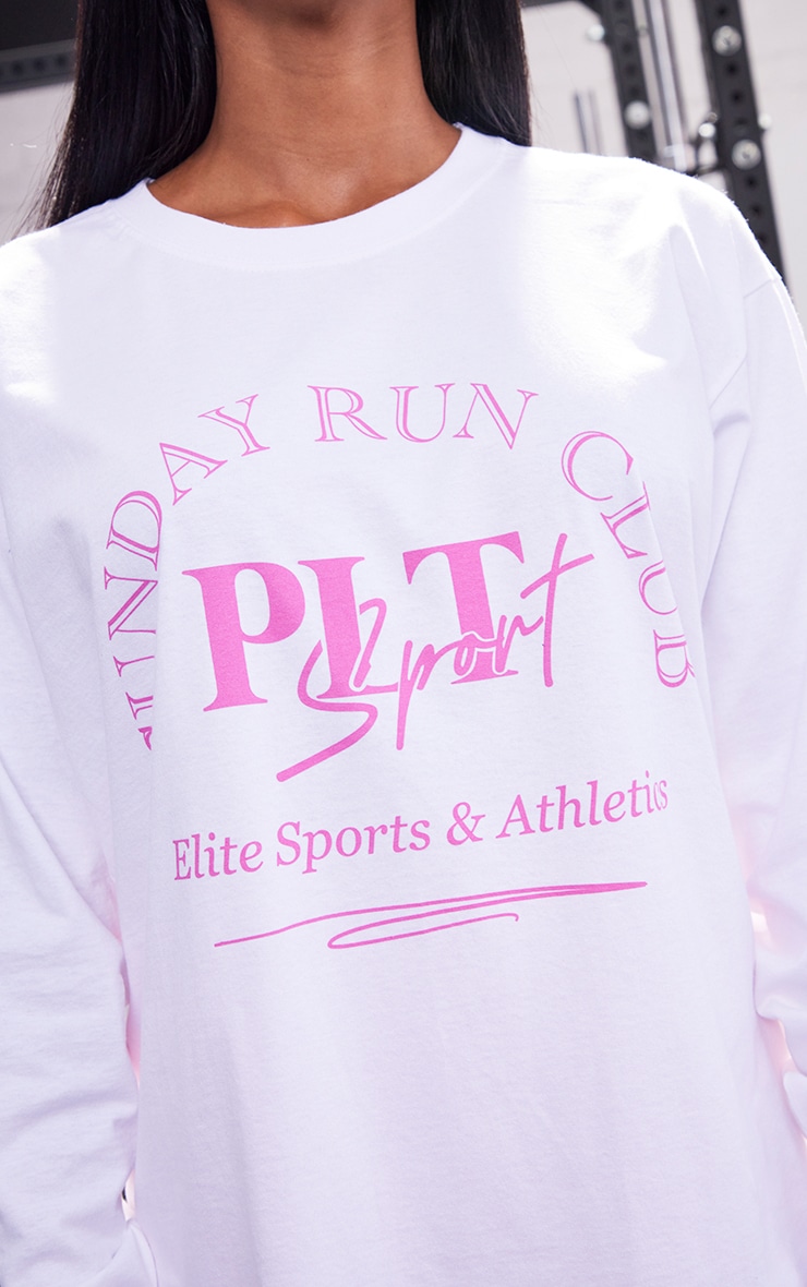 PRETTYLITTLETHING Mauve Sport Run Club Print Long Sleeve T Shirt image 3