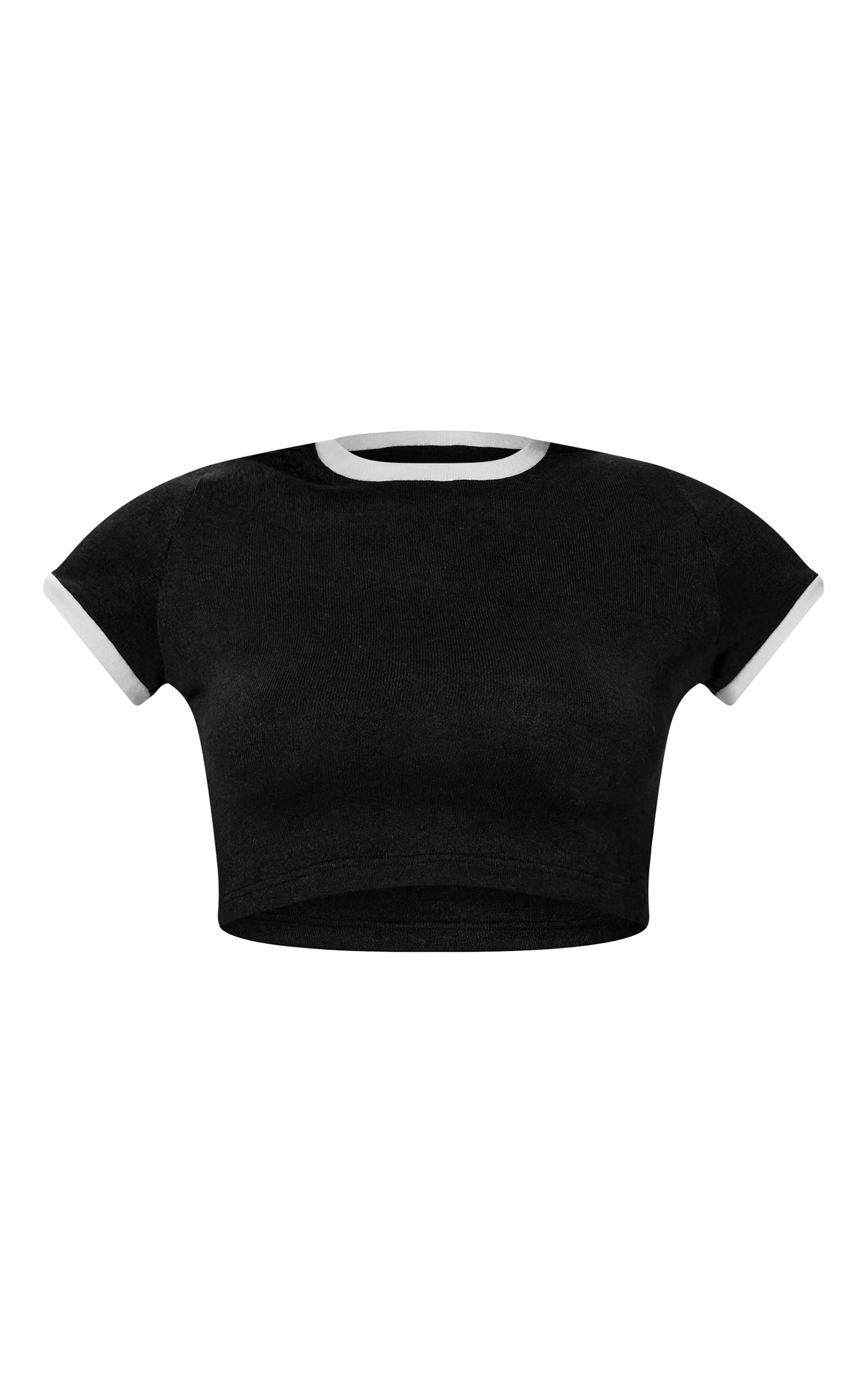 Black Contrast Short Sleeve Top image 5