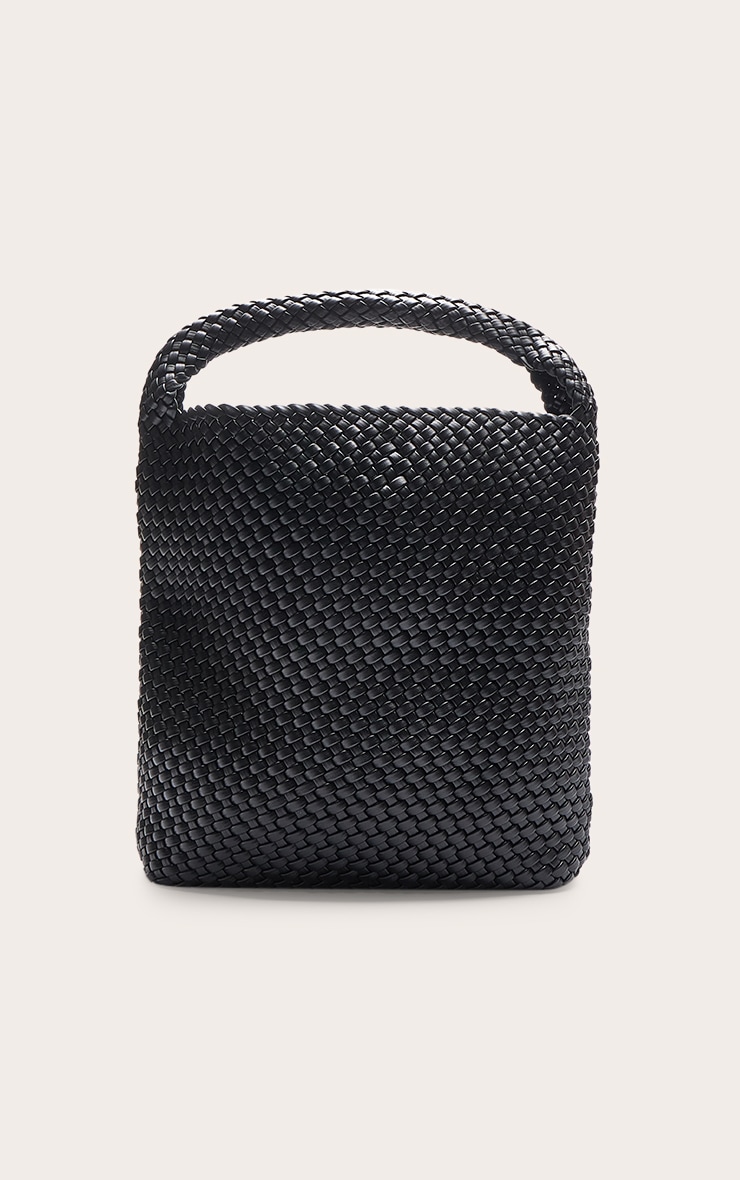 Premium Black Pu Weave Shoulder Bag image 2